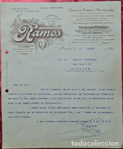 Commercial Letters: Carta comercial. Ernesto Ramos. Importaci&oacute;n de productos Extranjeros. Madrid. Espa&ntilde;a 1919