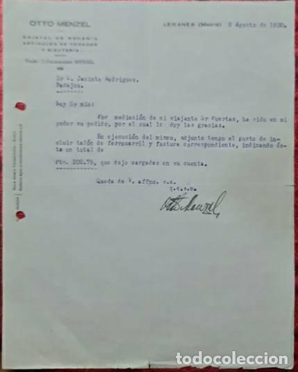 Cartas comerciais: Carta comercial. Otto Menzel. Almac&eacute;n de Bisuter&iacute;a. Legan&eacute;s. Madrid. Espa&ntilde;a 1930