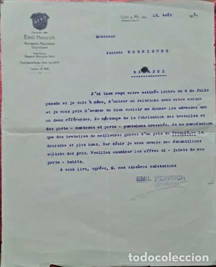 Cartas comerciais: Carta comercial. Emil Heinrich. Kurzwaren- Manufaktur. C&ouml;ln. Alemnia 1913