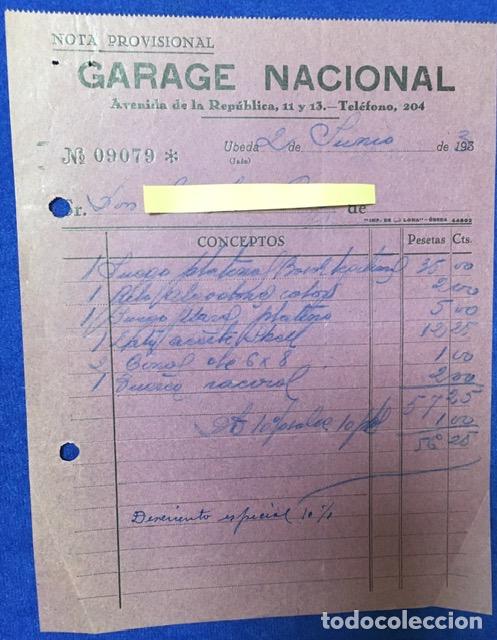 Cartas comerciais: Antigua Carta comercial Garage Nacional . &Uacute;beda ( Ja&eacute;n ) 1933