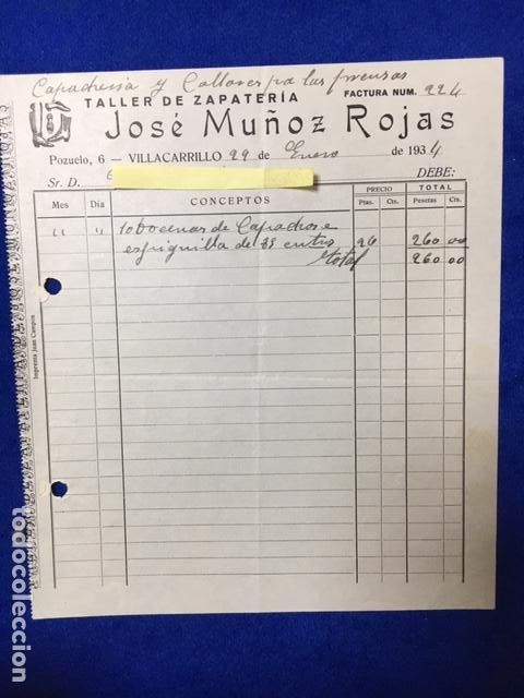 Cartas comerciais: Antigua Carta comercial Taller Zapater&iacute;a Mu&ntilde;oz Rojas. Villacarrillo ( Ja&eacute;n )A&ntilde;o 1934