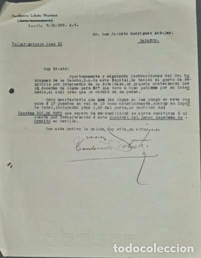 Lettere commerciali: Carta comercial. Teodomiro Lobato Muntan&eacute;. Sevilla. Espa&ntilde;a 1939