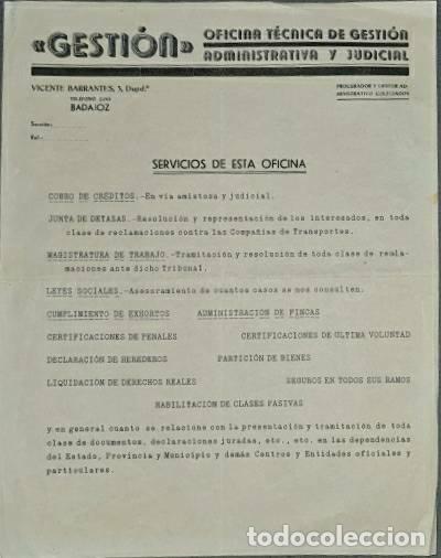 Lettere commerciali: Carta comercial. Gesti&oacute;n. Oficina de gesti&oacute;n administrativa y judicial. Badajoz. Espa&ntilde;a