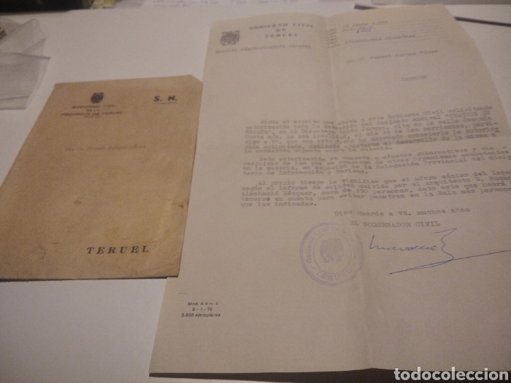 Lettere commerciali: Carta Gobierno Civil de Teruel, autorizan actuar al grupo m&uacute;sical CHACHOS DE ESPA&Ntilde;A