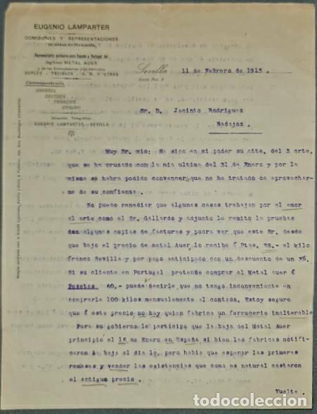 Lettere commerciali: Carta comercial. Eugenio Lamparter. Comisiones y Representaciones. Sevilla. Espa&ntilde;a 1913