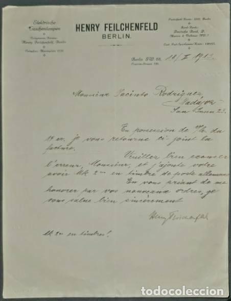 Lettere commerciali: Carta comercial. Henry Feilchenfeld. Berlin. Alemania 1913