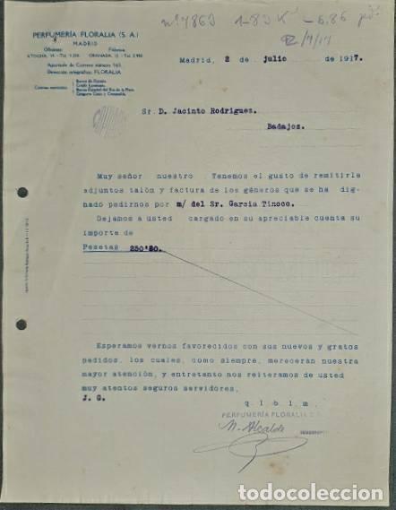Lettere commerciali: Carta comercial. Perfumer&iacute;a Floralia S.A. Madrid. Espa&ntilde;a 1917