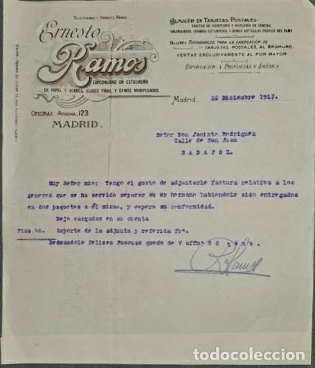 Commercial Letters: Carta comercial. Ernesto Ramos. Importaci&oacute;n de productos Extranjeros. Madrid. Espa&ntilde;a 1917