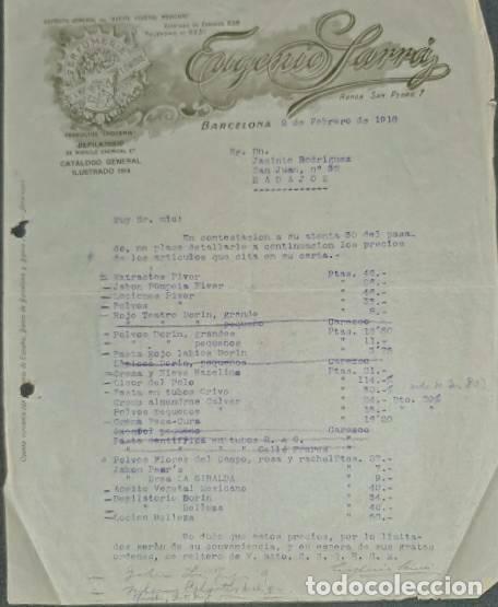 Commercial Letters: Carta comercial. Eugenio Sarr&aacute;. Perfumer&iacute;a La Florida. Barcelona. Espa&ntilde;a 1918