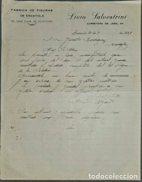 Commercial Letters: Carta comercial. Livio Salvestrini. F&aacute;brica de figuras de Escayola. Granada. Espa&ntilde;a 1937
