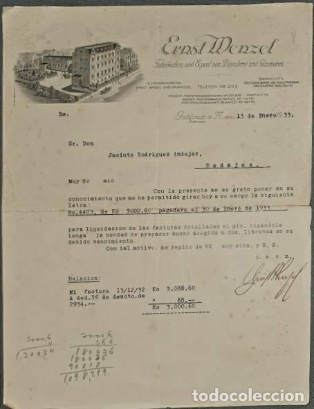 Commercial Letters: Carta comercial. Ernst Menzel. Fabrikation und Export von Bijouterie und Glasmaren. B&ouml;hmen 1933