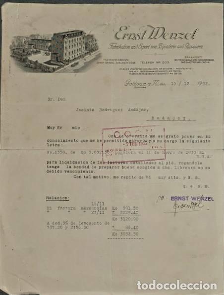 Commercial Letters: Carta comercial. Ernst Menzel. Fabrikation und Export von Bijouterie und Glasmaren. B&ouml;hmen 1932