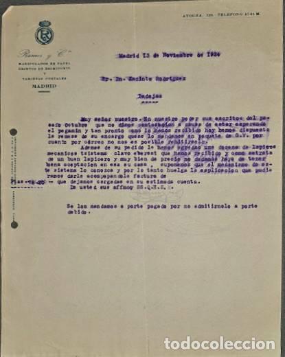 Commercial Letters: Carta comercial. Ramos y C&ordf;. Manipulados de papel y objetos de escritorio. Madrid. Espa&ntilde;a 1924