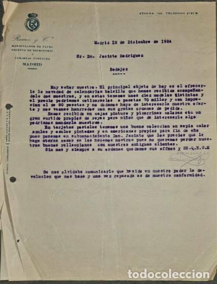 Commercial Letters: Carta comercial. Ramos y C&ordf;. Manipulados de papel y objetos de escritorio. Madrid. Espa&ntilde;a 1924