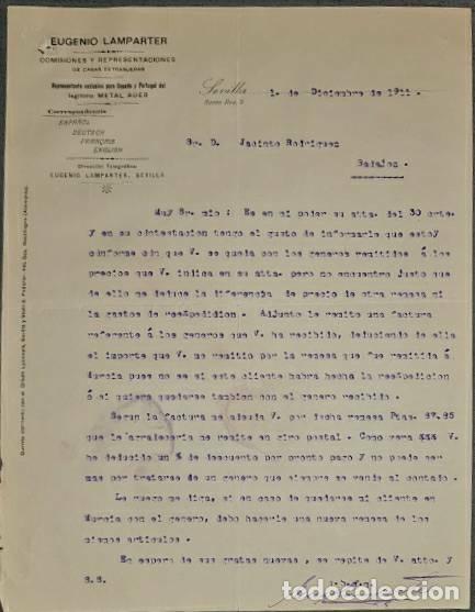 Commercial Letters: Carta comercial. Eugenio Lamparter. Comisiones y Representaciones. Sevilla. Espa&ntilde;a 1911