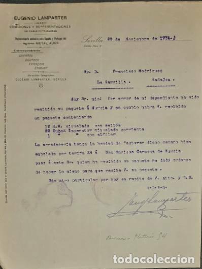 Commercial Letters: Carta comercial. Eugenio Lamparter. Comisiones y Representaciones. Sevilla. Espa&ntilde;a 1912
