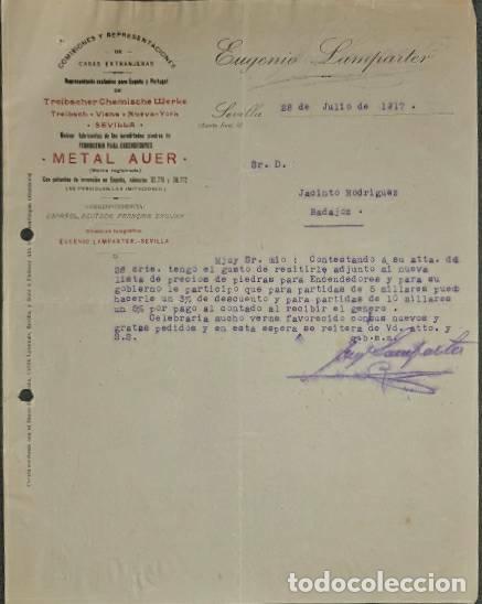 Commercial Letters: Carta comercial. Eugenio Lamparter. Comisiones y Representaciones. Sevilla. Espa&ntilde;a 1917