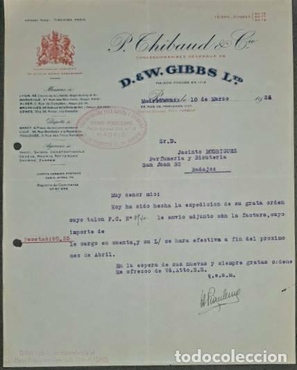Commercial Letters: Carta comercial. Henri Piaulenne. P. Chibaud & C&iacute;e. Madrid. Espa&ntilde;a 1923