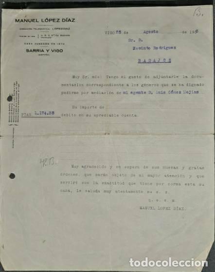 Lettres commerciales: Carta comercial. Manuel L&oacute;pez D&iacute;az. Vigo. Espa&ntilde;a 1933