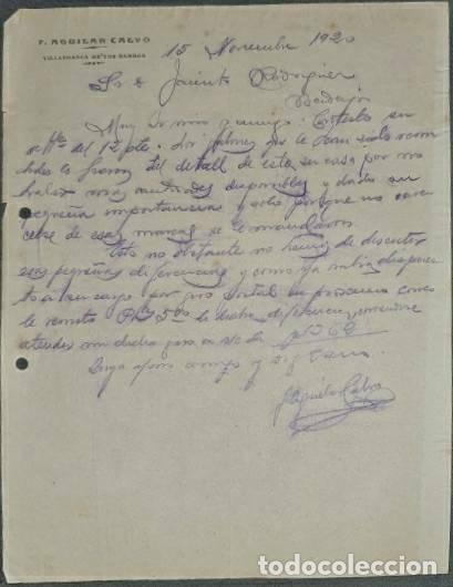 Lettres commerciales: Carta comercial. F. Aguilar Calvo. VillaFranca de los Barros. Espa&ntilde;a 1920