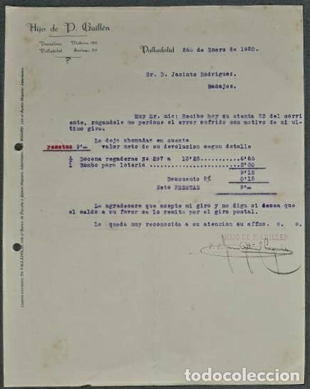 Lettres commerciales: Carta comercial. Hijo de P. Guill&eacute;n. Valladolid. Espa&ntilde;a 1920