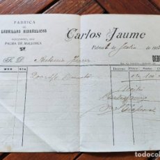 Lettere commerciali: FACTURA LADRILLOS HIDRAULICOS CARLOS JAUME. PALMA DE MALLORCA, 1915.