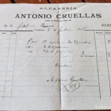 Cartas comerciales: ALFARERIA ANTONIO CRUELLAS. FELANITX, MALLORCA, 1915.. Lote 226250333