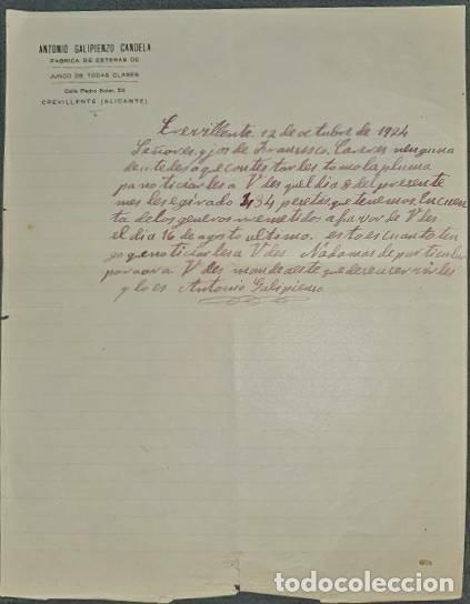 Lettres commerciales: Carta comercial. Antonio Galipienzo Candela. F&aacute;brica de esteras de junco. Alicante. Espa&ntilde;a 1924