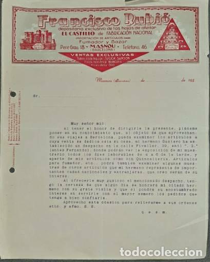 Cartas comerciais: Carta comercial. Francisco Rubi&oacute;. Articulos de bisuter&iacute;a, bazar y escritorio. Barcelona. Espa&ntilde;a 193