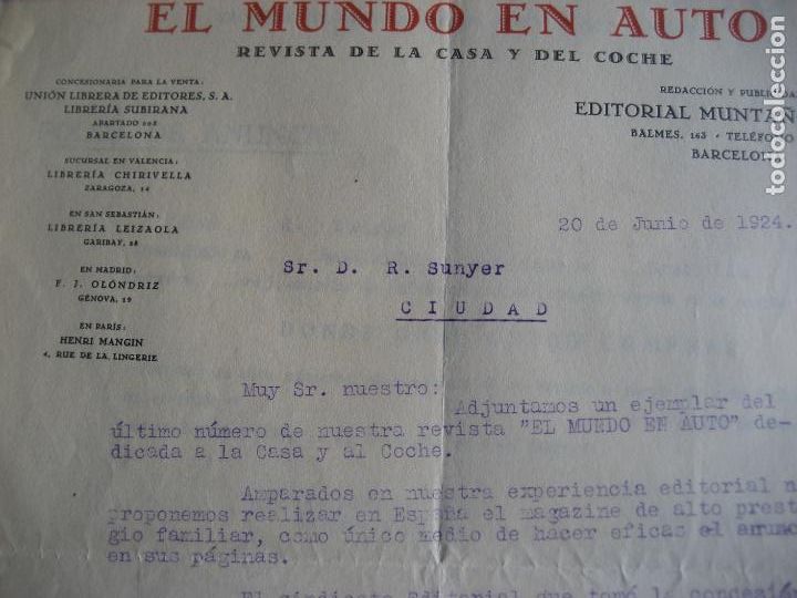 Cartas comerciales: El Mundo en Auto. 1924. - Foto 2