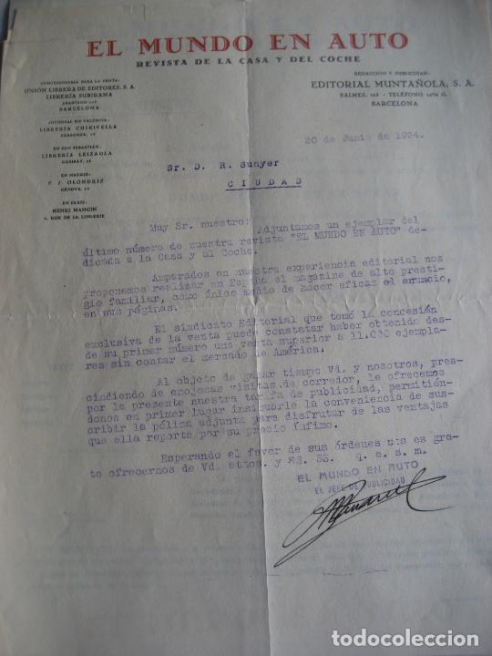 Cartas comerciales: El Mundo en Auto. 1924. - Foto 1