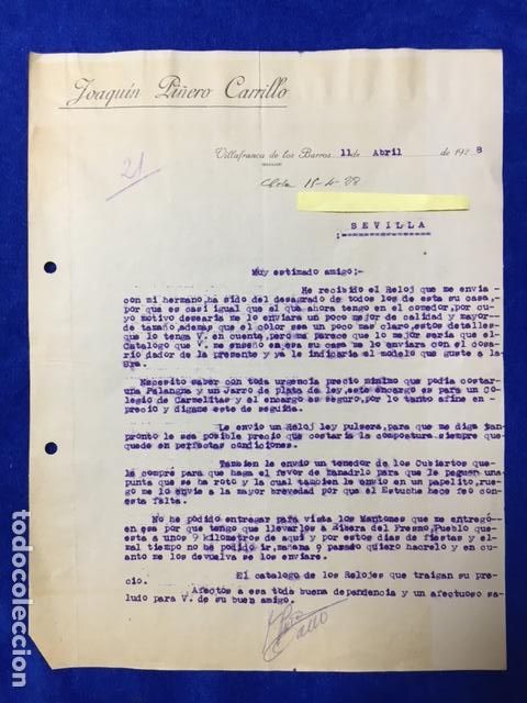 Lettres commerciales: 2 Cartas comerciales Pi&ntilde;ero Carrillo. Villafranca de los Barros ( Badajoz ) 1928