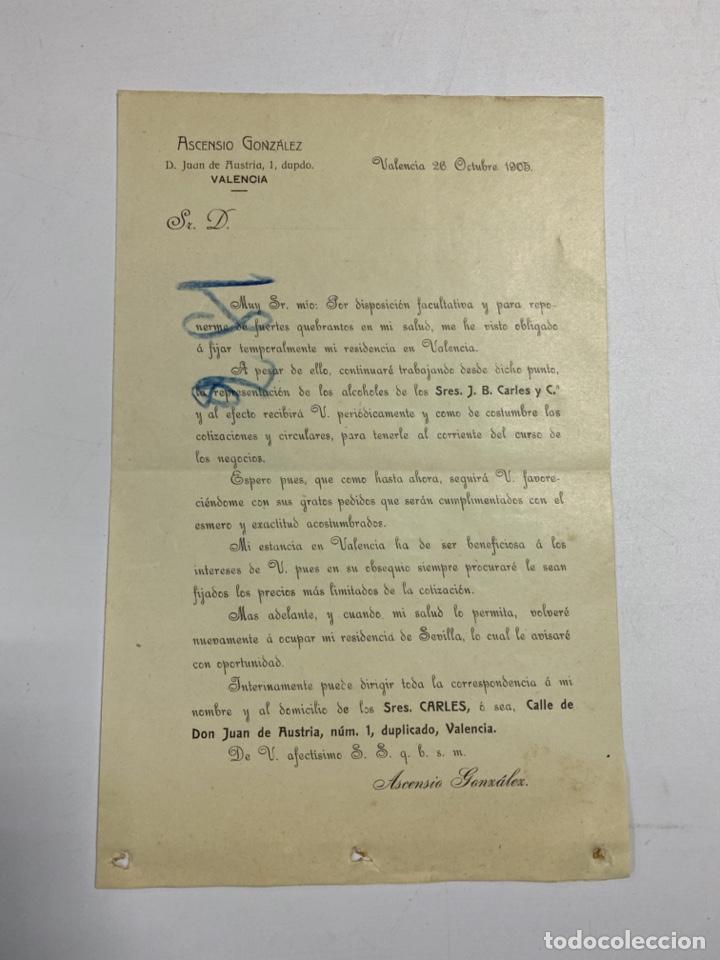 Commercial Letters: CARTA COMERCIAL. ASCENSIO GONZALEZ. VALENCIA, 1905. VER