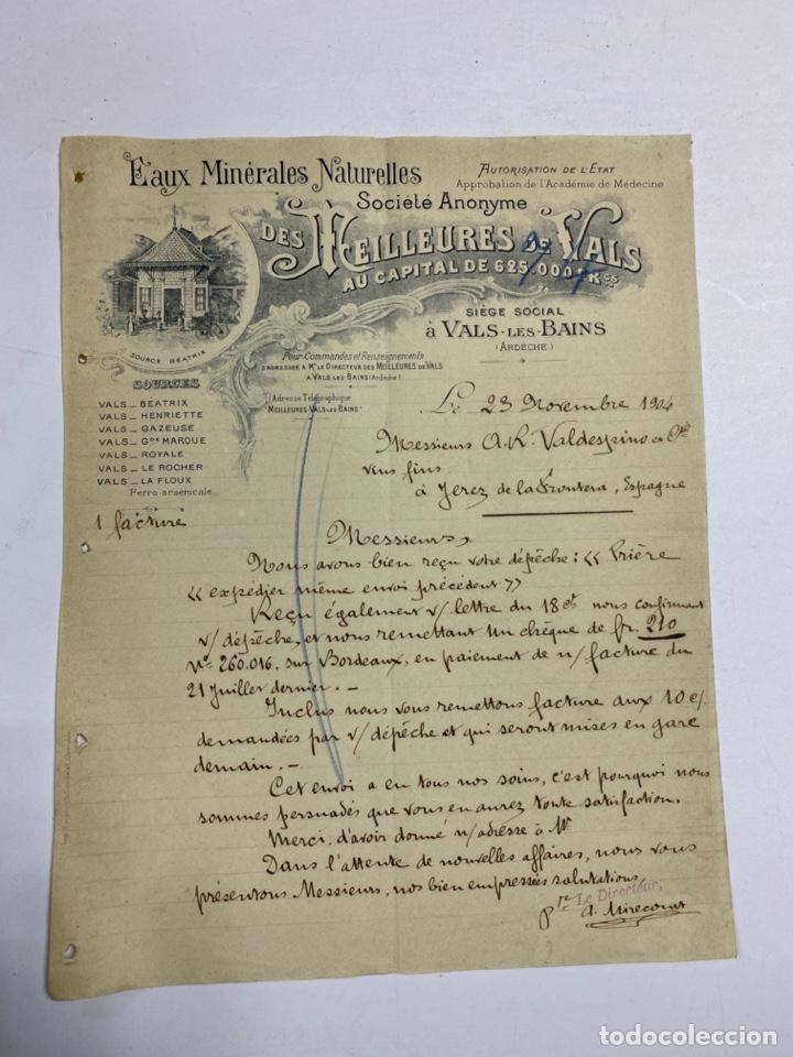 Commercial Letters: CARTA COMERCIAL.EAUX MINERALES NATURELLES.DES MEILLEUTRES DE VALS.ARDECHE, 1904.PARA A.R. VALDESPINO