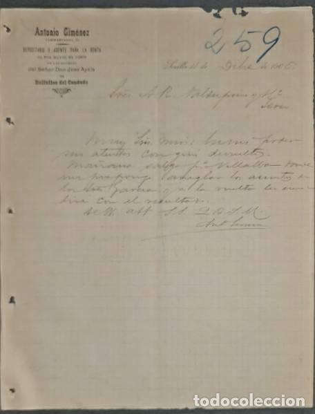 Commercial Letters: Carta comercial. Antonio Gim&eacute;nez. Depositario y Agente para la venta de vinos. Sevilla. Espa&ntilde;a 1905