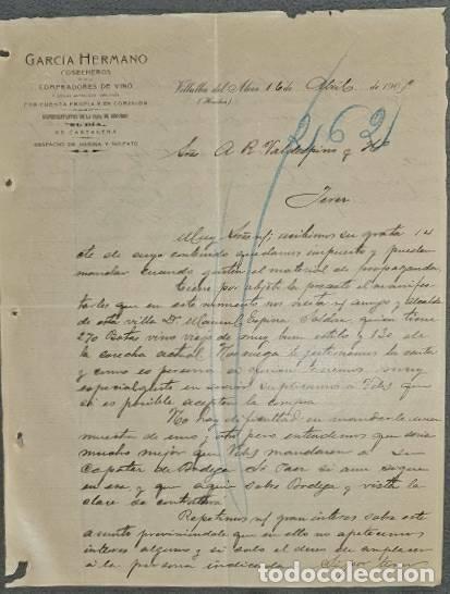 Commercial Letters: Carta comercial. Garc&iacute;a Hermano. Cosecheros y compradores vinos. Huelva. Espa&ntilde;a 1905