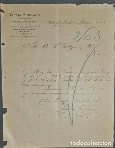 Commercial Letters: Carta comercial. Garc&iacute;a Hermano. Cosecheros y compradores vinos. Huelva. Espa&ntilde;a 1905