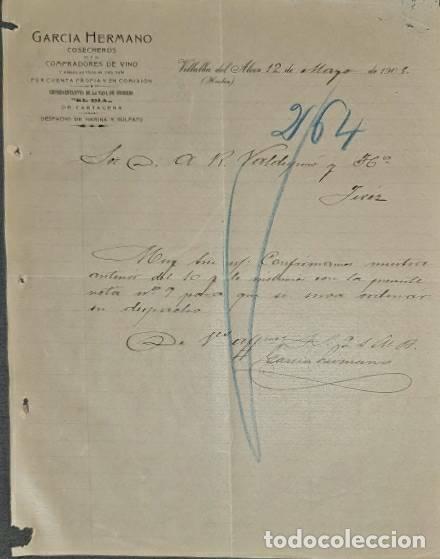 Commercial Letters: Carta comercial. Garc&iacute;a Hermano. Cosecheros y compradores vinos. Huelva. Espa&ntilde;a 1905