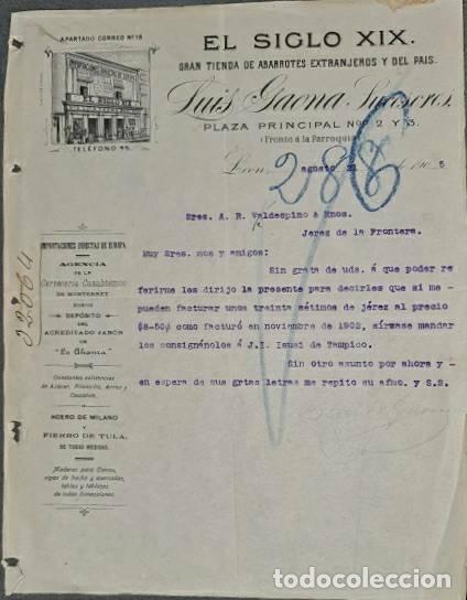 Commercial Letters: Carta comercial. Luis Gaona Sucesores. El Siglo XIX. Abarrotes . Le&oacute;n. Espa&ntilde;a 1905