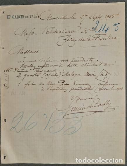 Lettere commerciali: Carta comercial. H. Garcin de Tassy. Marseille. Francia 1905