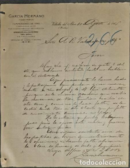 Lettere commerciali: Carta comercial. Garc&iacute;a Hermano. Cosecheros y compradores vinos. Huelva. Espa&ntilde;a 1905
