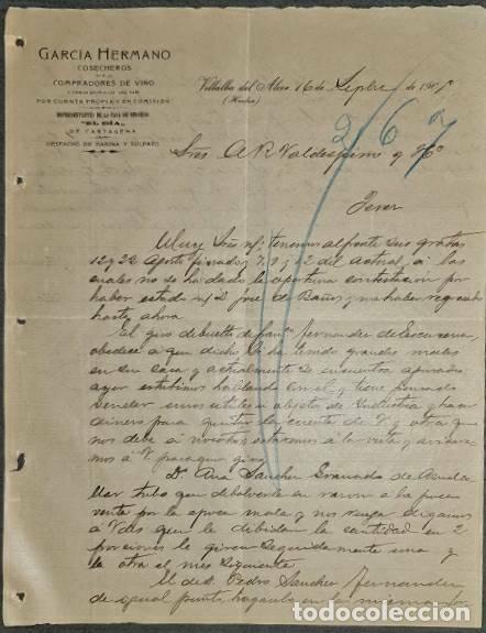 Lettere commerciali: Carta comercial. Garc&iacute;a Hermano. Cosecheros y compradores vinos. Huelva. Espa&ntilde;a 1905