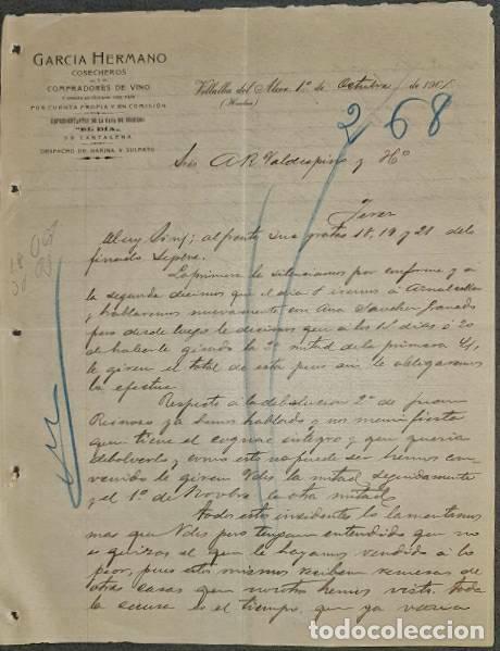 Lettere commerciali: Carta comercial. Garc&iacute;a Hermano. Cosecheros y compradores vinos. Huelva. Espa&ntilde;a 1905