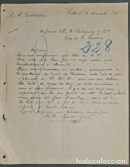 Lettere commerciali: Carta comercial. P. & H. Gautierfr&eacute;res. Cette. Francia 1905