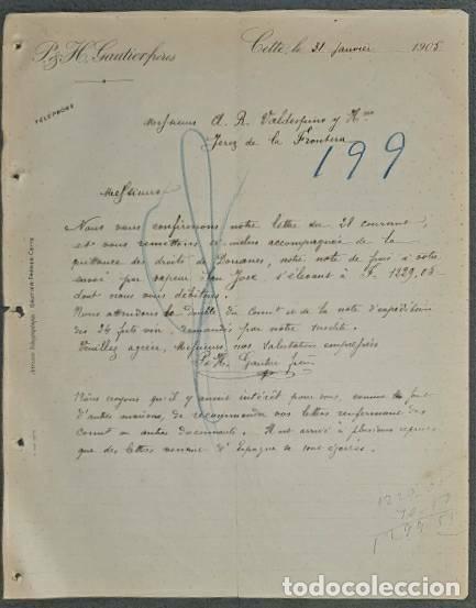 Lettere commerciali: Carta comercial. P. & H. Gautierfr&eacute;res. Cette. Francia 1905