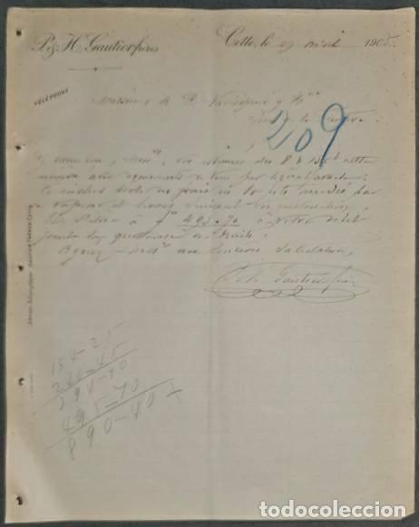 Lettere commerciali: Carta comercial. P. & H. Gautierfr&eacute;res. Cette. Francia 1905