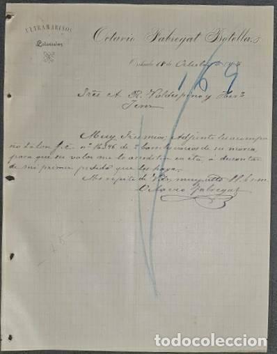 Lettere commerciali: Carta comercial. Octavio Fabregat Botella. Ultramarinos y Coloniales. Orihuela 1905
