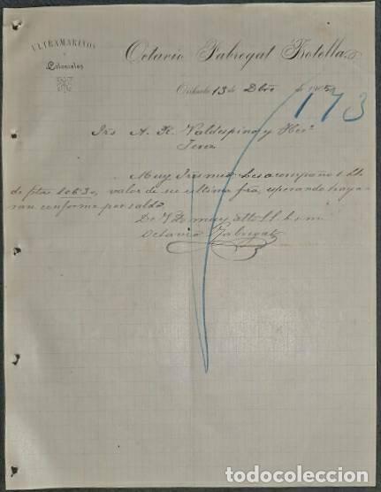 Lettere commerciali: Carta comercial. Octavio Fabregat Botella. Ultramarinos y Coloniales. Orihuela 1905