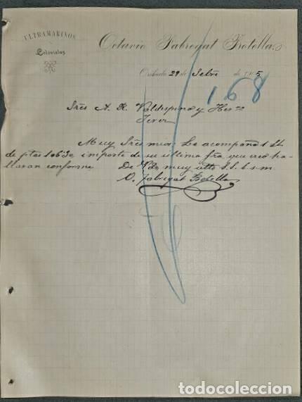 Gesch&auml;ftsbriefe: Carta comercial. Octavio Fabregat Botella. Ultramarinos y Coloniales. Orihuela 1905