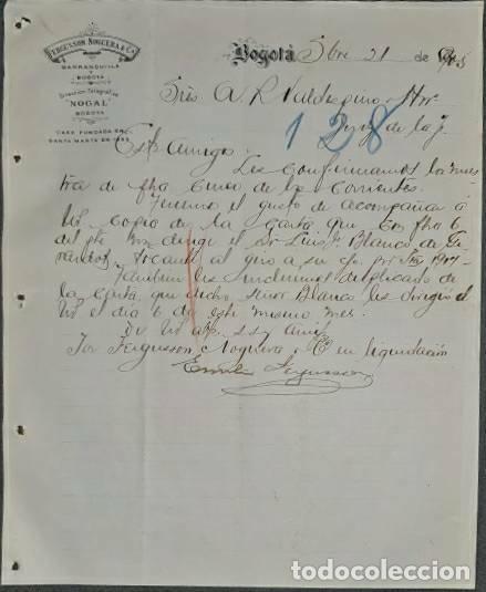 Cartas comerciales: Carta comercial. Ferguson Noguera & C&ordf;. Bogot&aacute;. Colombia 1905